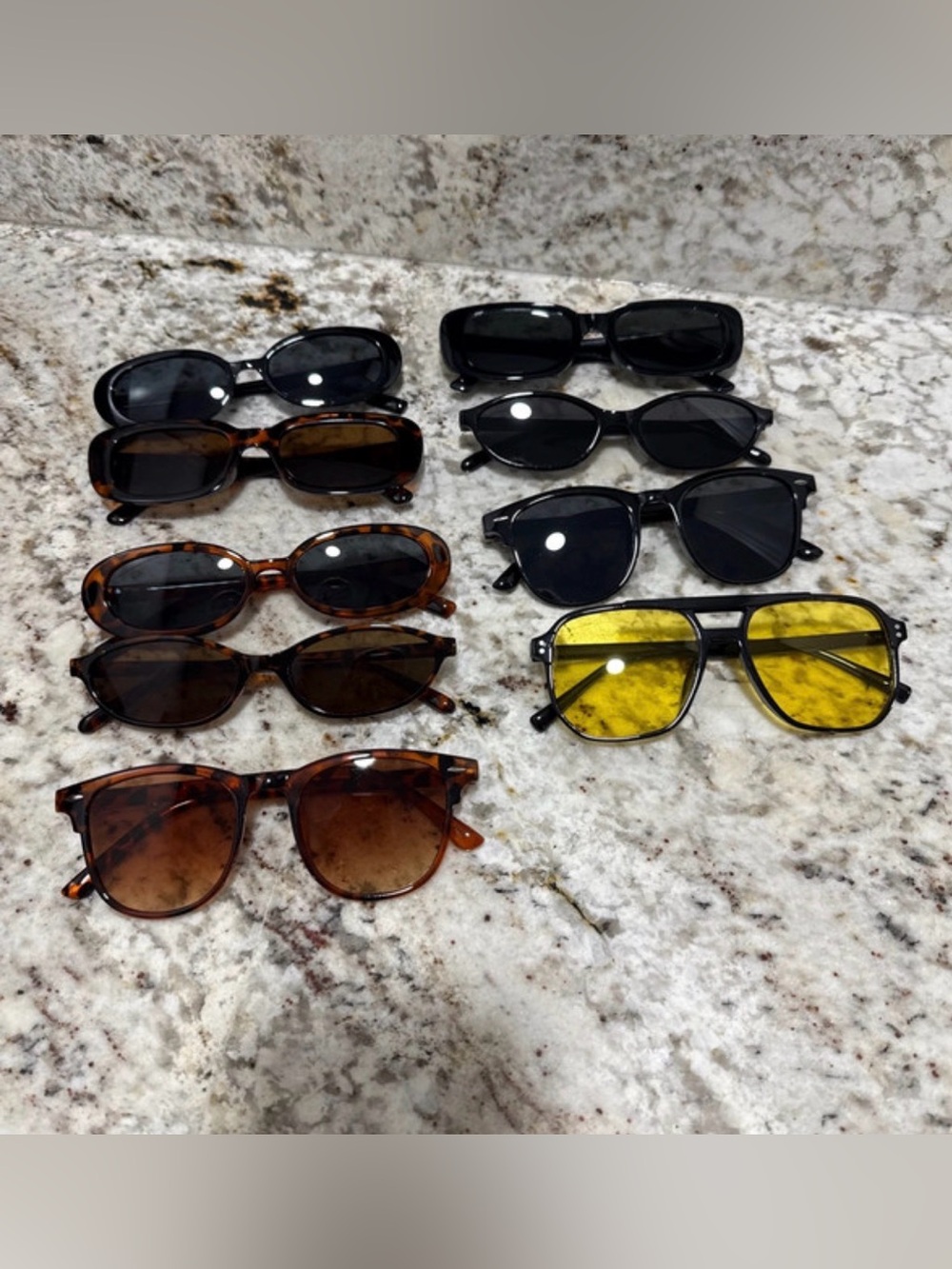 Lot of Sunglasses - Black, Tortoise & Yellow Lenses